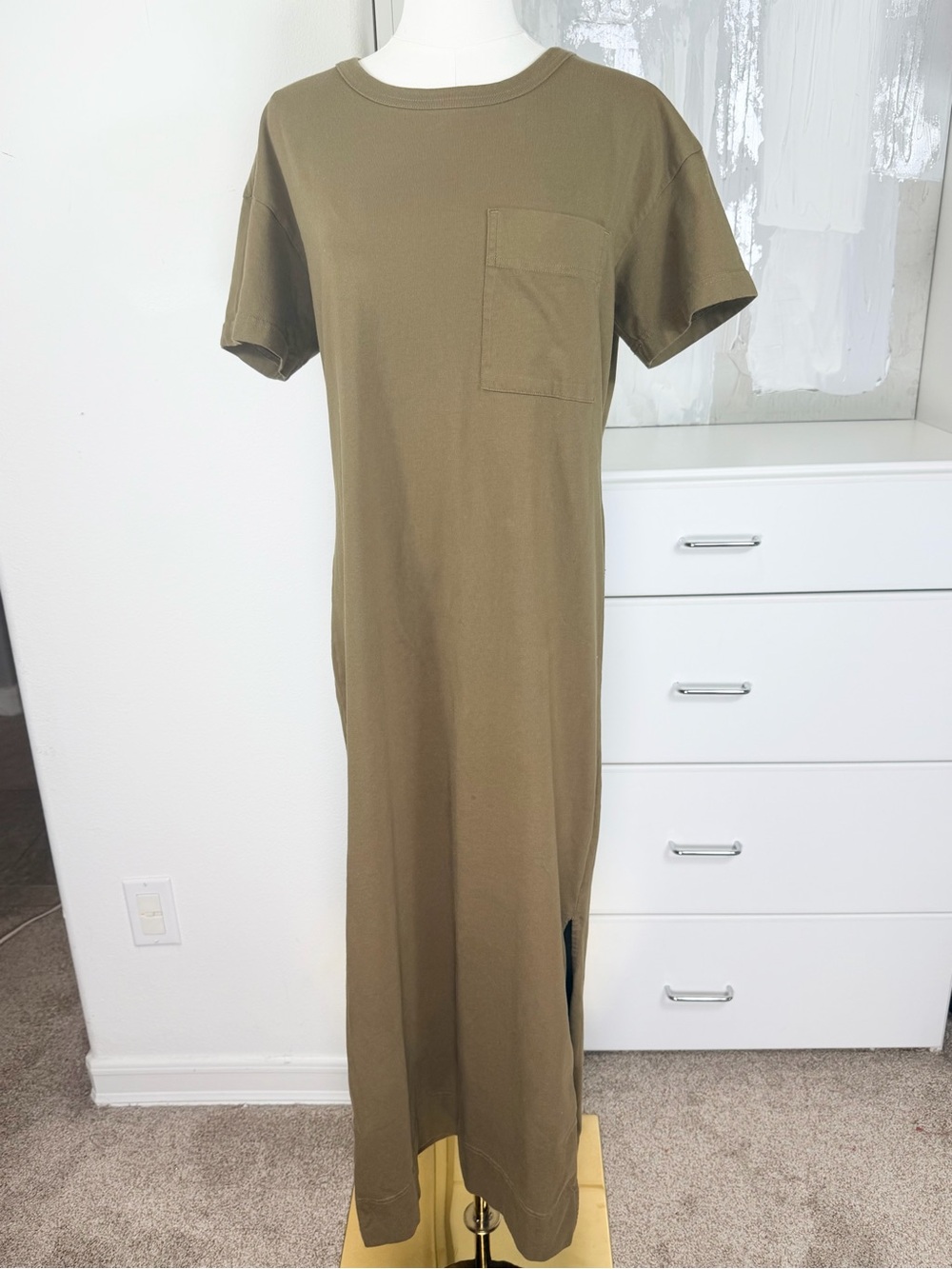 Everlane Weekend Tee Midi Dress Beech Green size M